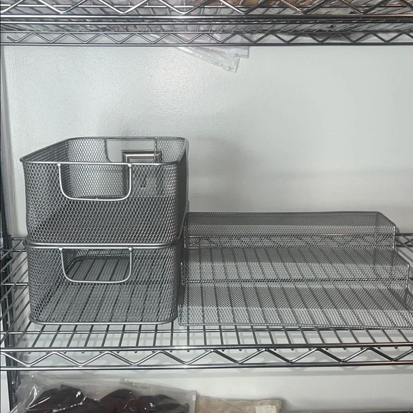 Silver Metal Wire Storage Baskets - Picture 2 of 9